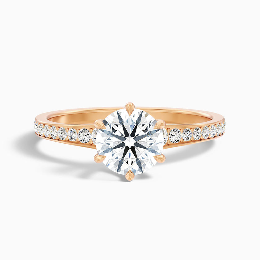 Beatrice Round Side Stone Pave Lab Grown Diamond Ring