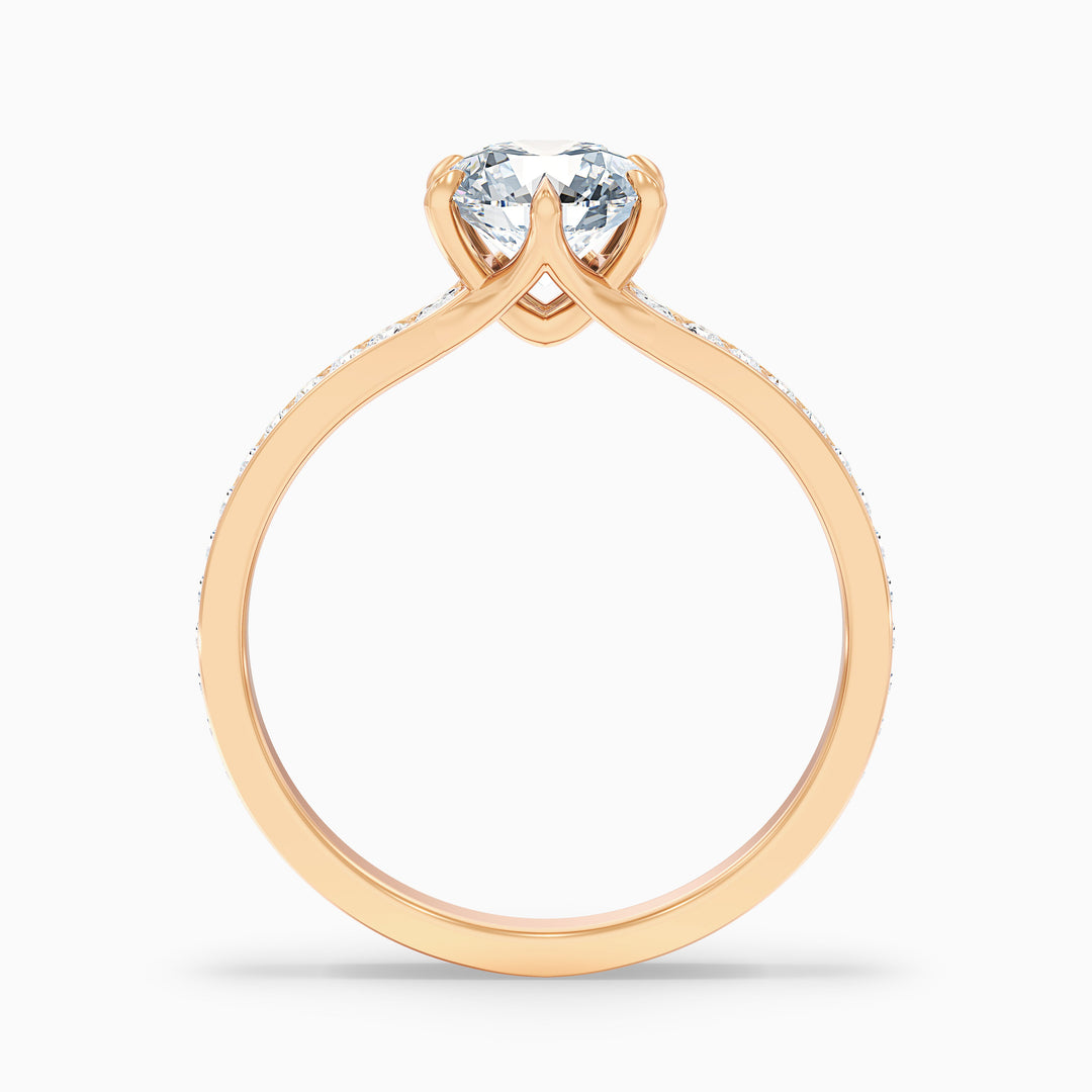 Beatrice Round Side Stone Pave Lab Grown Diamond Ring