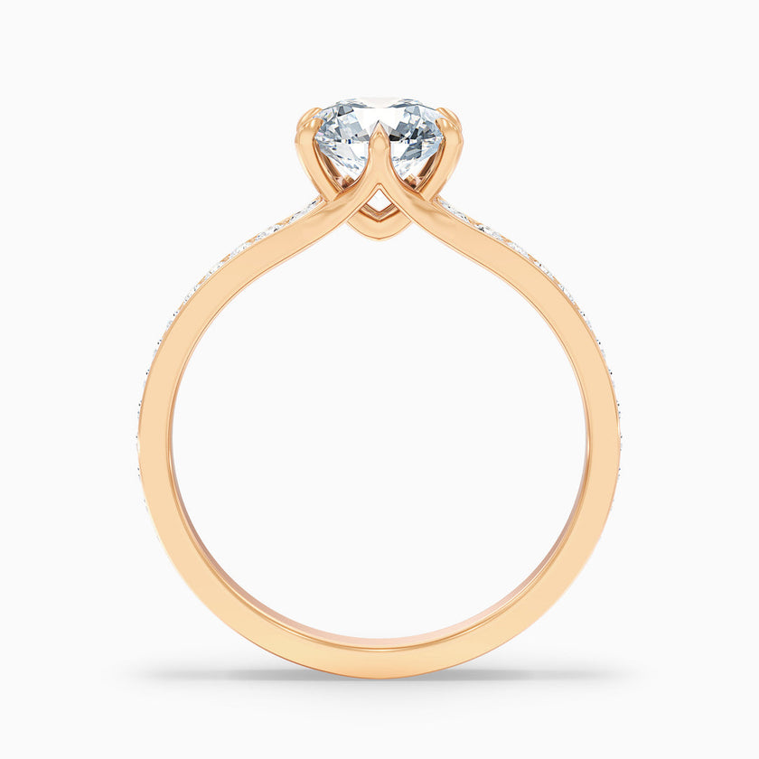Beatrice Round Side Stone Pave Lab Grown Diamond Ring