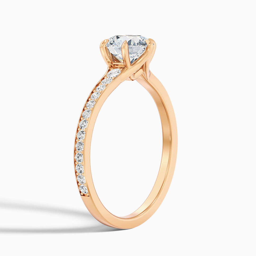 Beatrice Round Side Stone Pave Lab Grown Diamond Ring