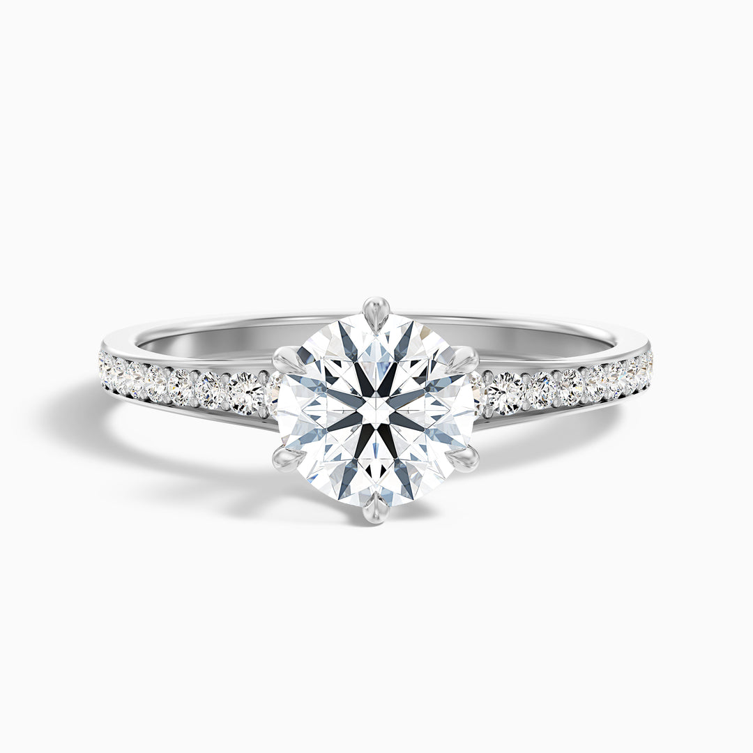 Beatrice Round Side Stone Pave Lab Grown Diamond Ring