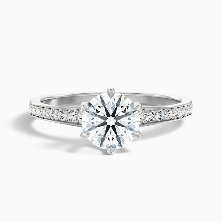 Beatrice Round Side Stone Pave Lab Grown Diamond Ring