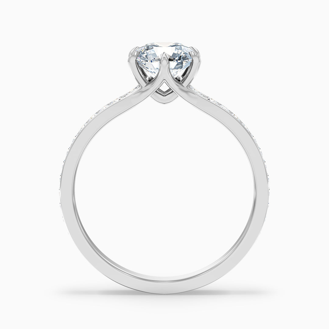 Beatrice Round Side Stone Pave Lab Grown Diamond Ring