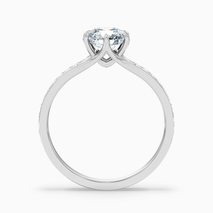 Beatrice Round Side Stone Pave Lab Grown Diamond Ring