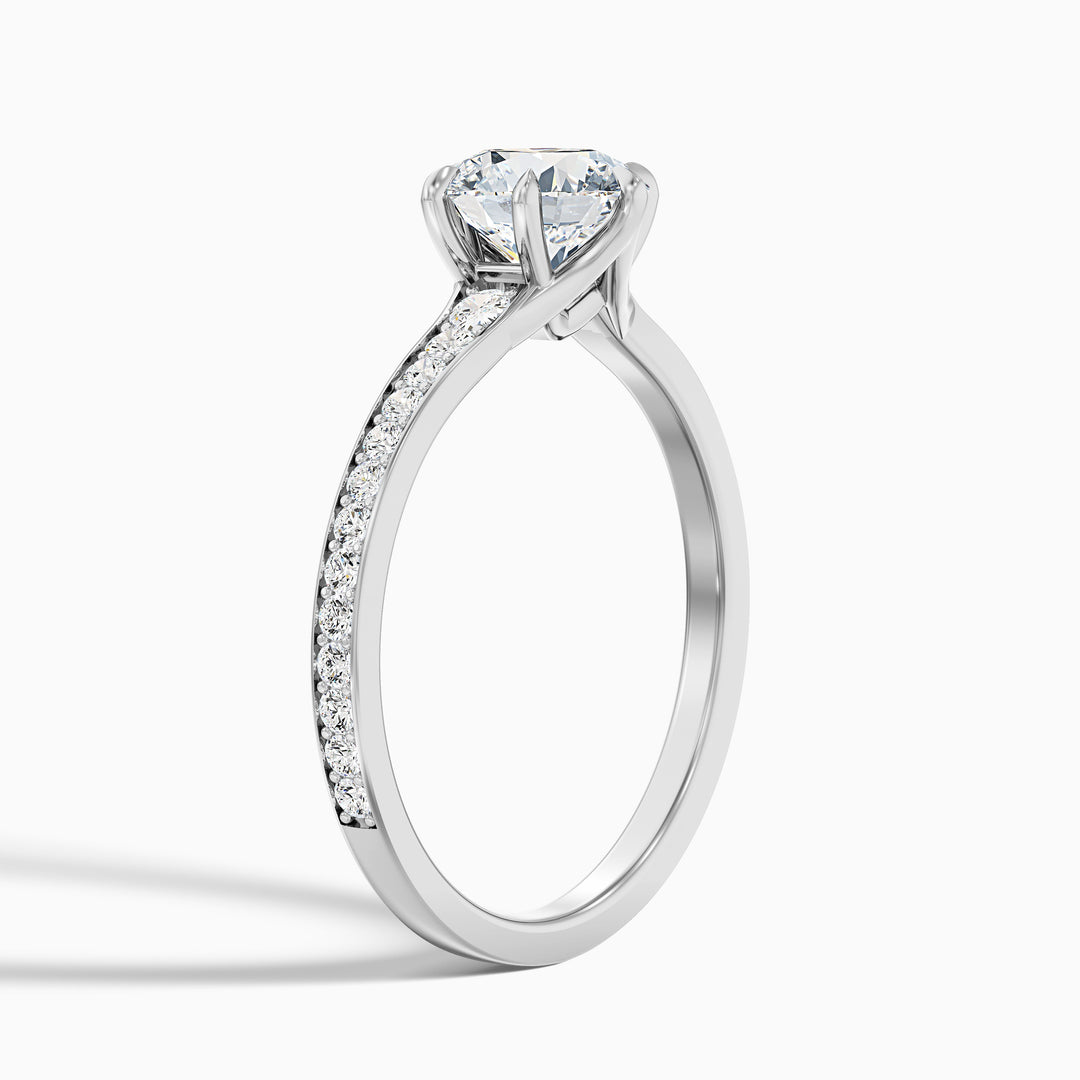 Beatrice Round Side Stone Pave Lab Grown Diamond Ring