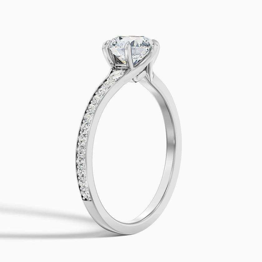 Beatrice Round Side Stone Pave Lab Grown Diamond Ring