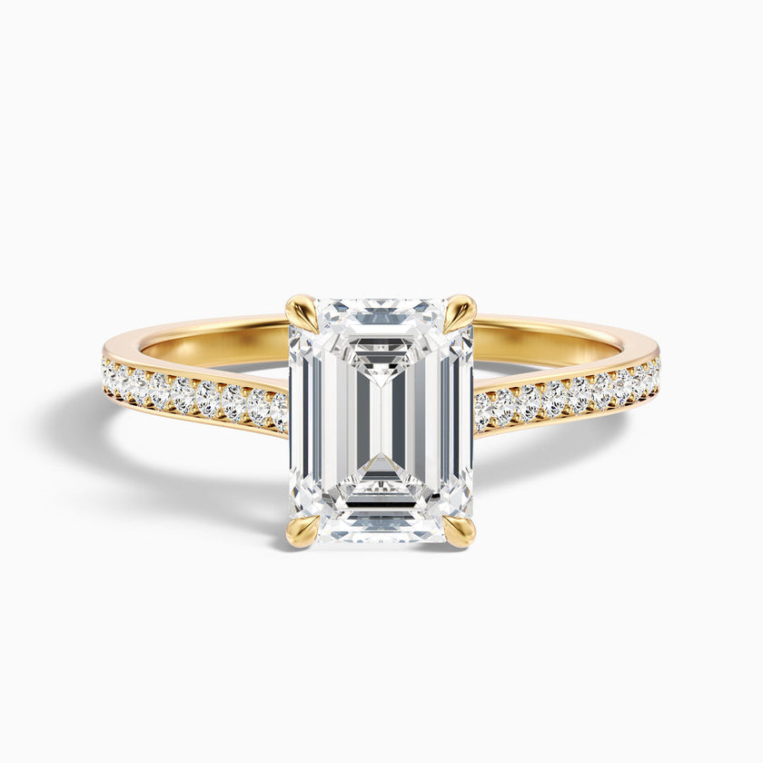 Luz Emerald Cut Side Stone Pave Lab Grown Diamond Ring