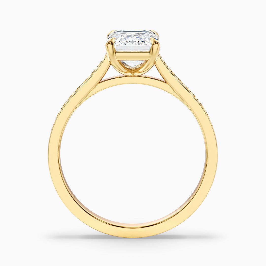 Luz Emerald Cut Side Stone Pave Lab Grown Diamond Ring