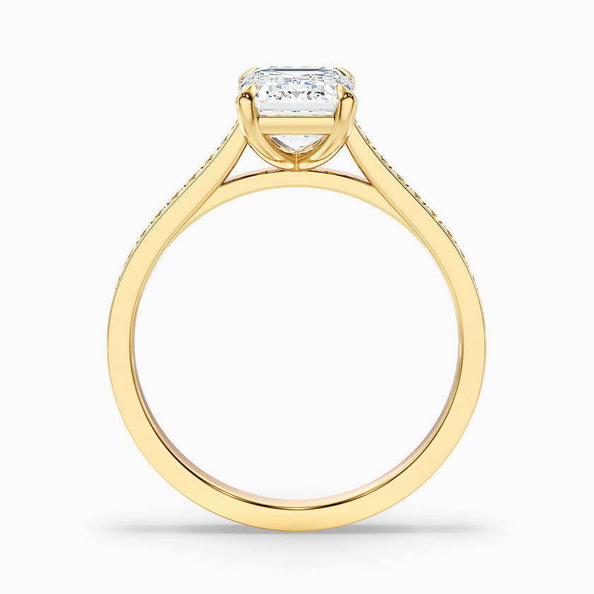 Luz Emerald Cut Side Stone Pave Lab Grown Diamond Ring