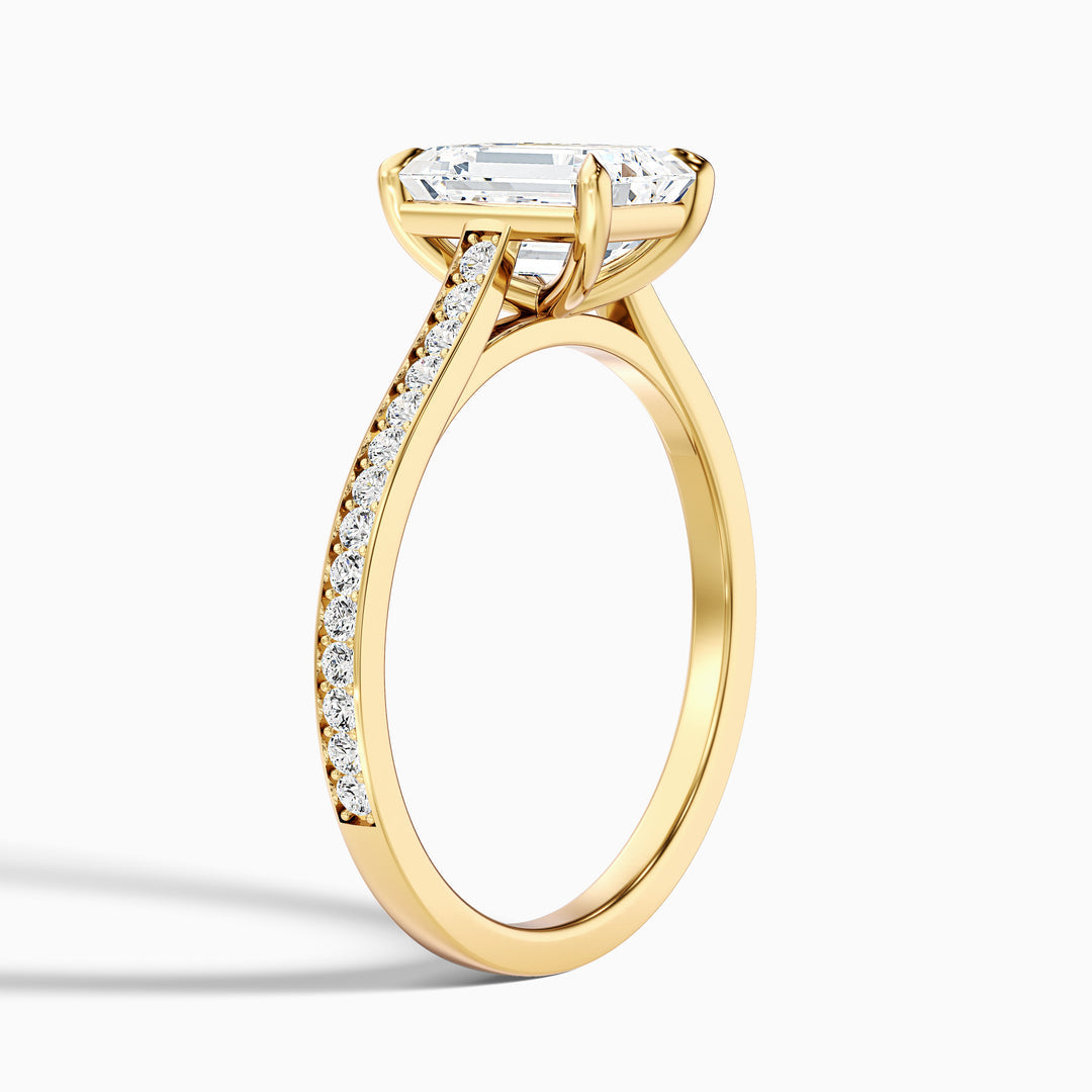Luz Emerald Cut Side Stone Pave Lab Grown Diamond Ring