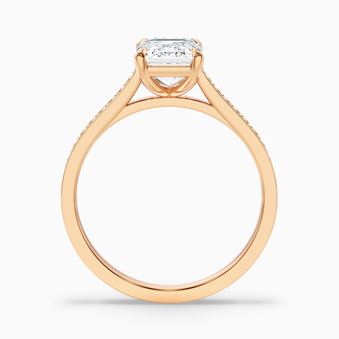 Luz Emerald Cut Side Stone Pave Lab Grown Diamond Ring