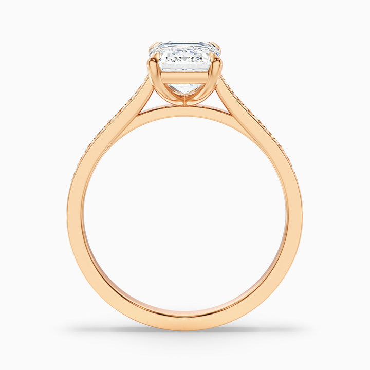 Luz Emerald Cut Side Stone Pave Lab Grown Diamond Ring
