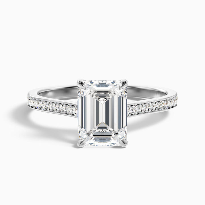 Luz Emerald Cut Side Stone Pave Lab Grown Diamond Ring