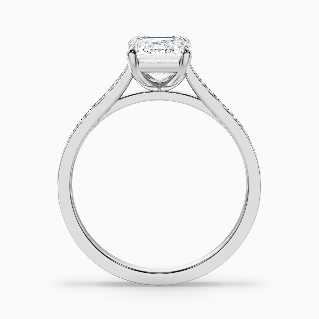Luz Emerald Cut Side Stone Pave Lab Grown Diamond Ring