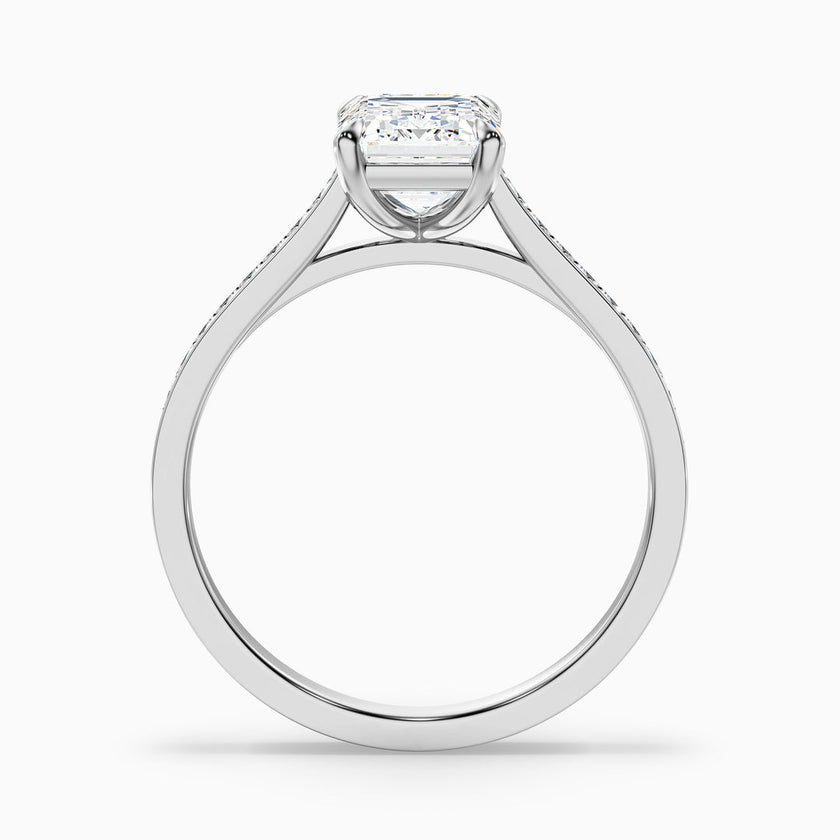 Luz Emerald Cut Side Stone Pave Lab Grown Diamond Ring