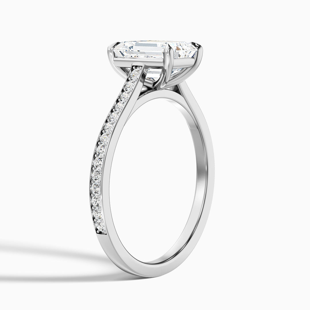 Luz Emerald Cut Side Stone Pave Lab Grown Diamond Ring