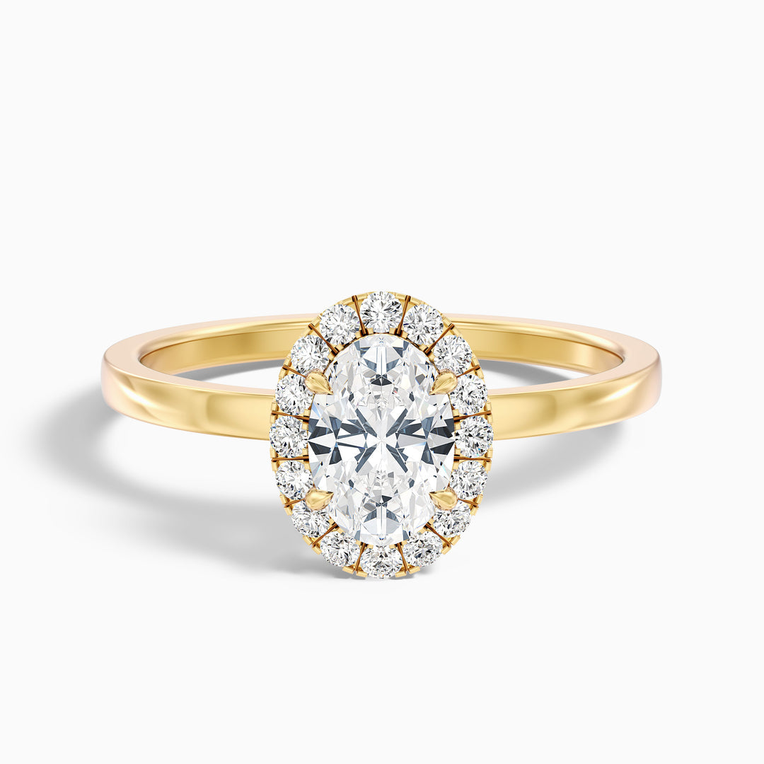 Lotus Oval Halo Lab Grown Diamond Ring