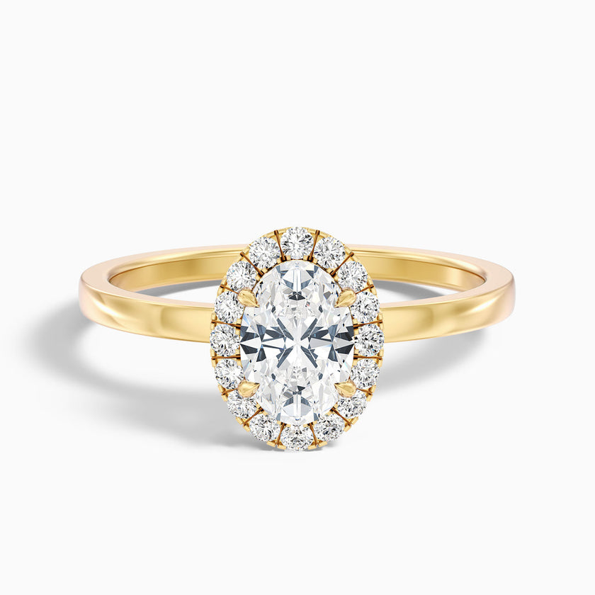 Lotus Oval Halo Lab Grown Diamond Ring