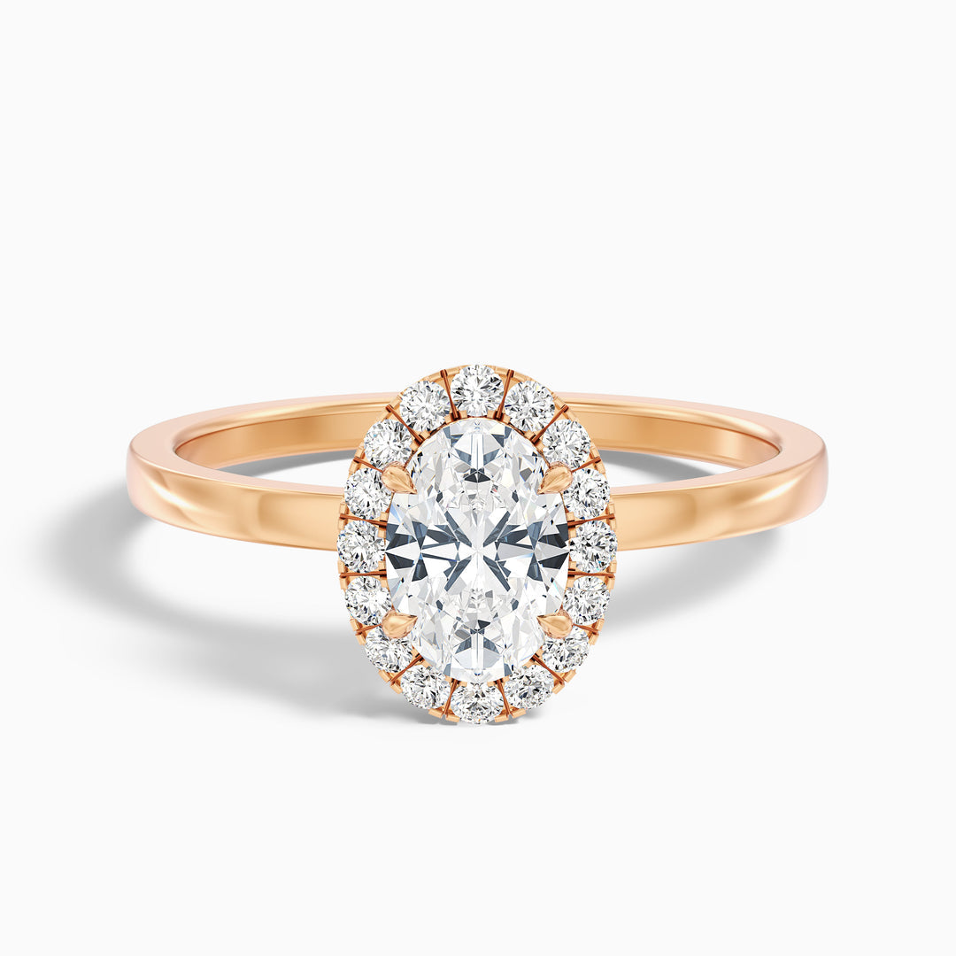 Lotus Oval Halo Lab Grown Diamond Ring