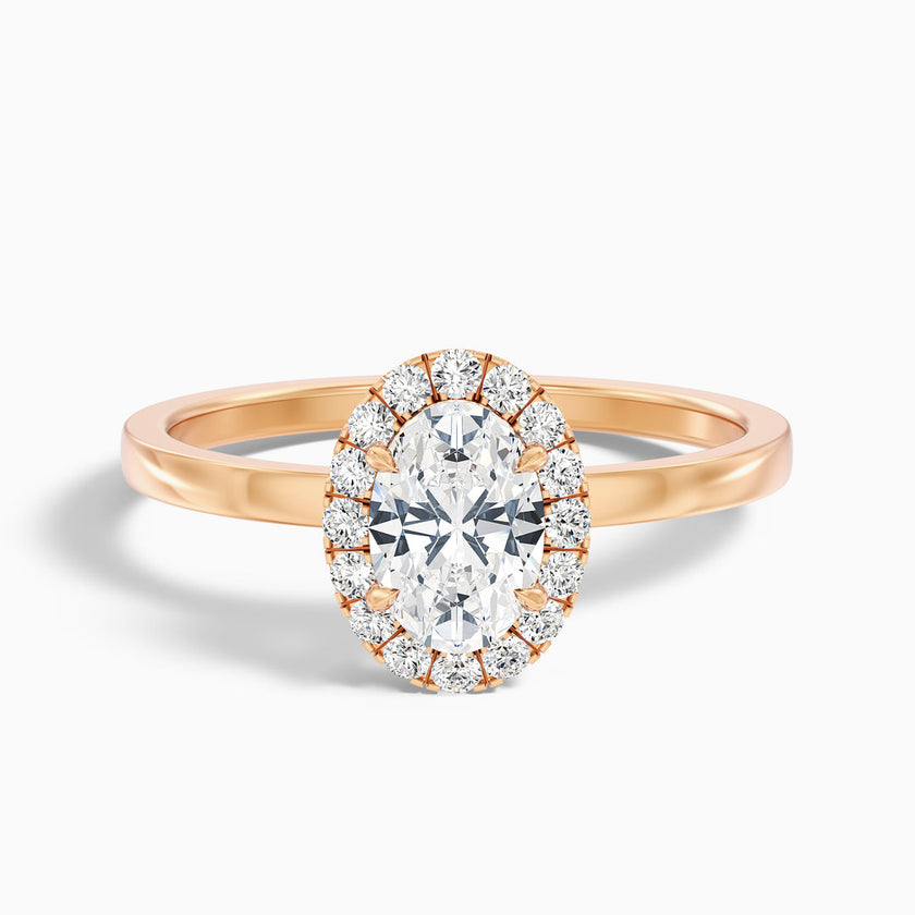 Lotus Oval Halo Lab Grown Diamond Ring