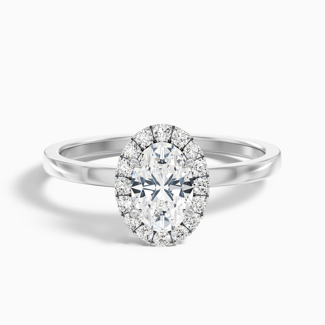 Lotus Oval Halo Lab Grown Diamond Ring