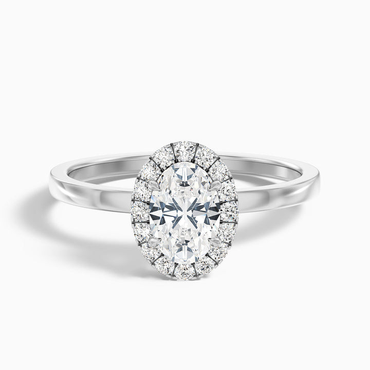 Lotus Oval Halo Lab Grown Diamond Ring