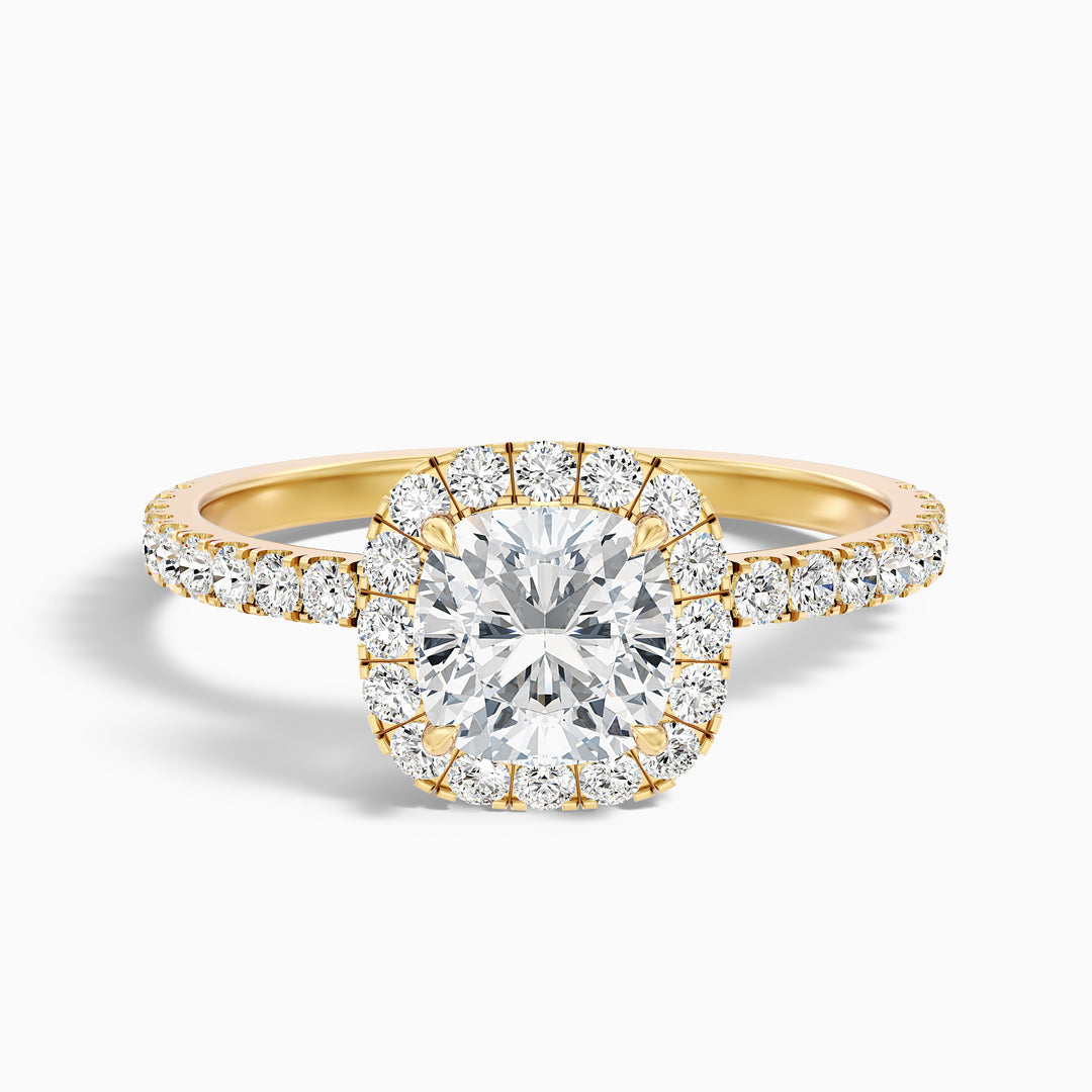 Vivian Cushion Cut Halo Pave Lab Grown Diamond Ring