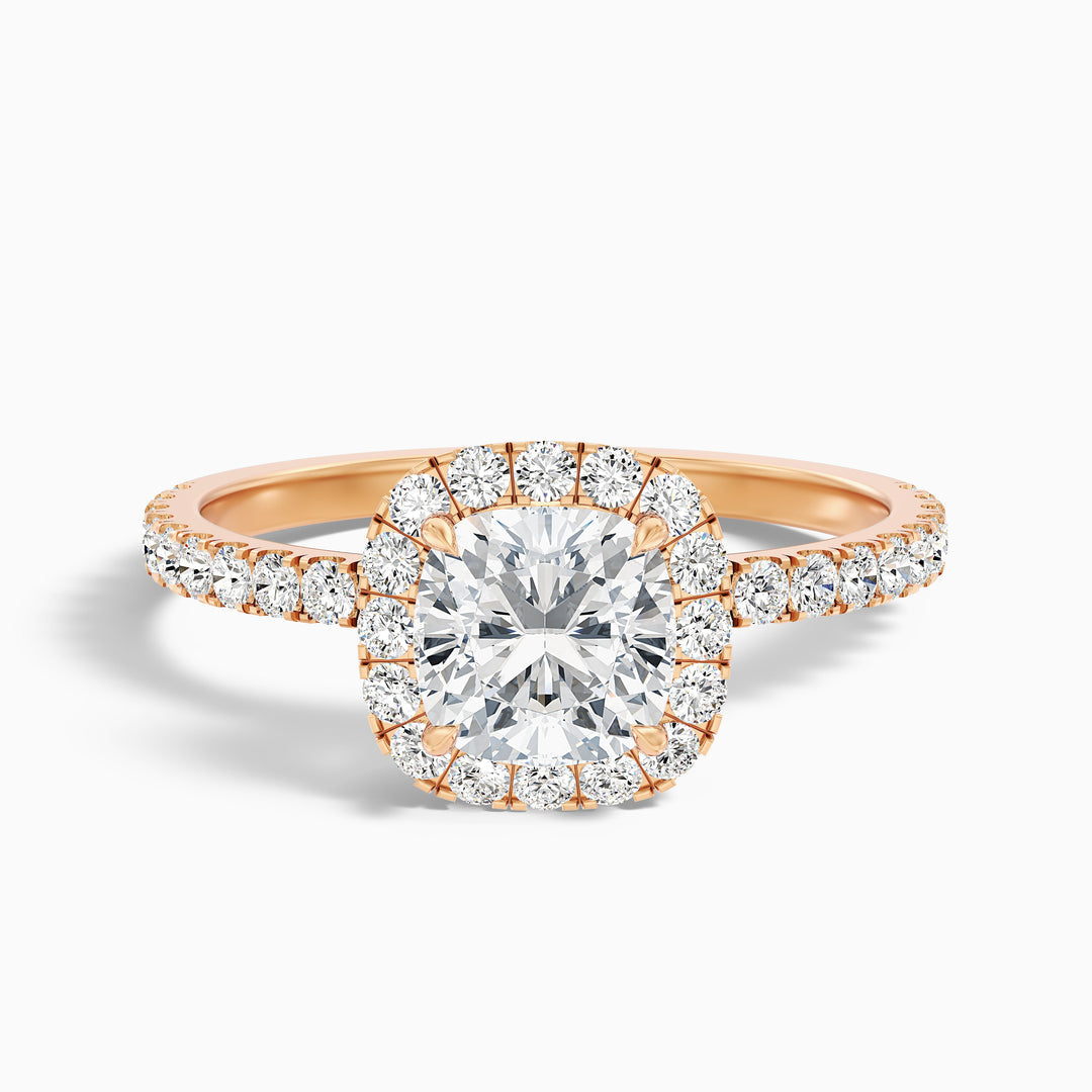 Vivian Cushion Cut Halo Pave Lab Grown Diamond Ring