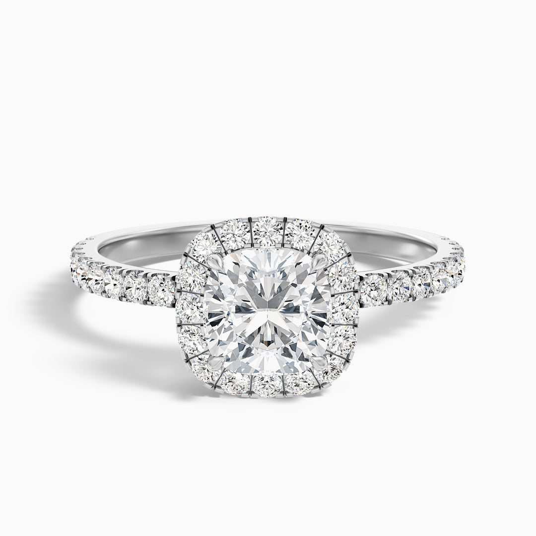 Vivian Cushion Cut Halo Pave Lab Grown Diamond Ring