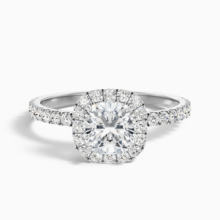 Vivian Cushion Cut Halo Pave Lab Grown Diamond Ring