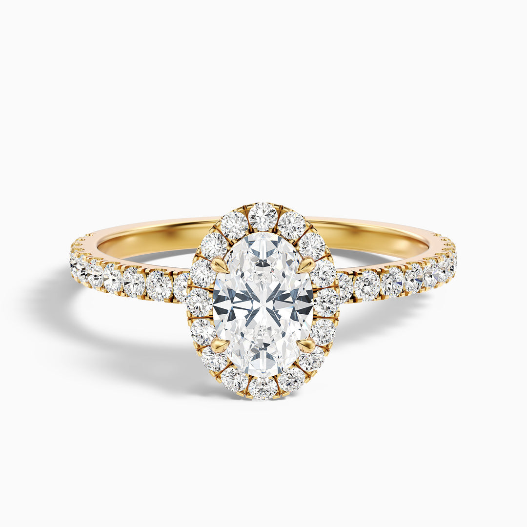 Elswin Oval Halo Pave Lab Grown Diamond Ring