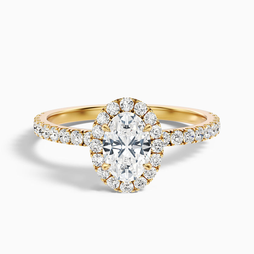 Elswin Oval Halo Pave Lab Grown Diamond Ring