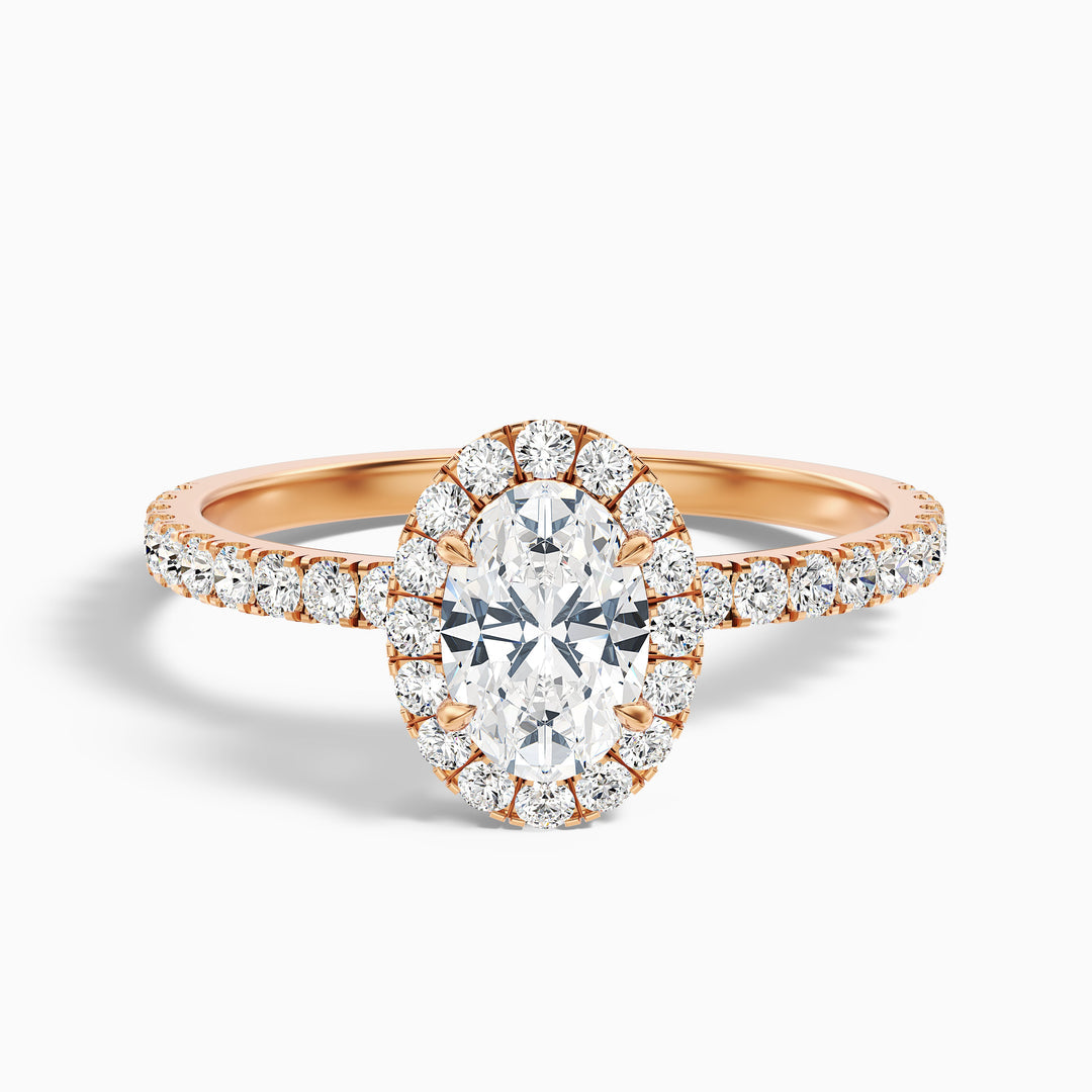 Elswin Oval Halo Pave Lab Grown Diamond Ring