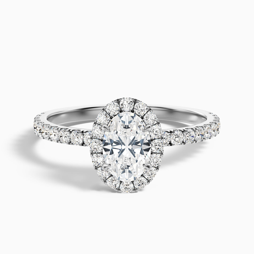 Elswin Oval Halo Pave Lab Grown Diamond Ring