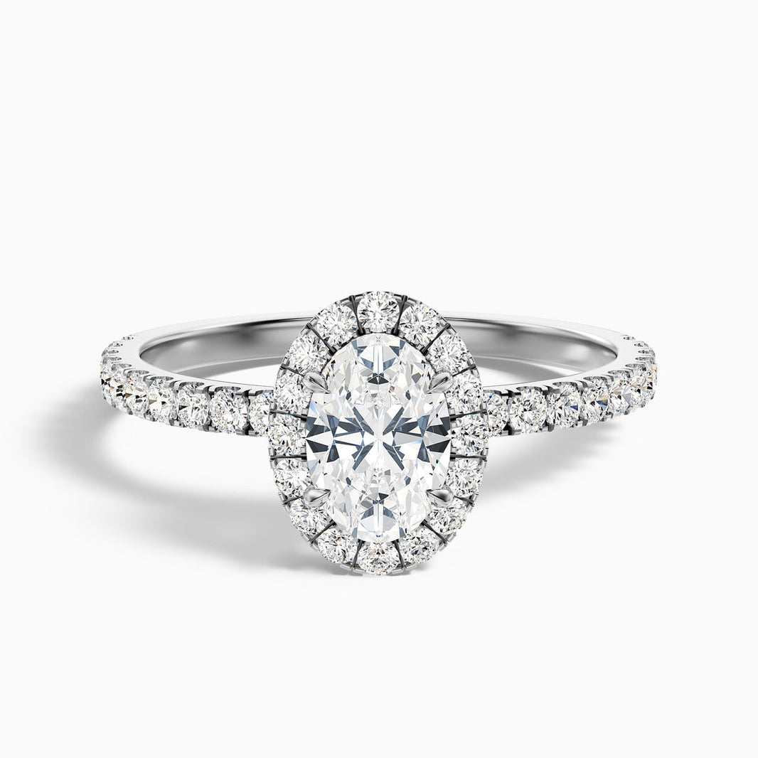 Elswin Oval Halo Pave Lab Grown Diamond Ring