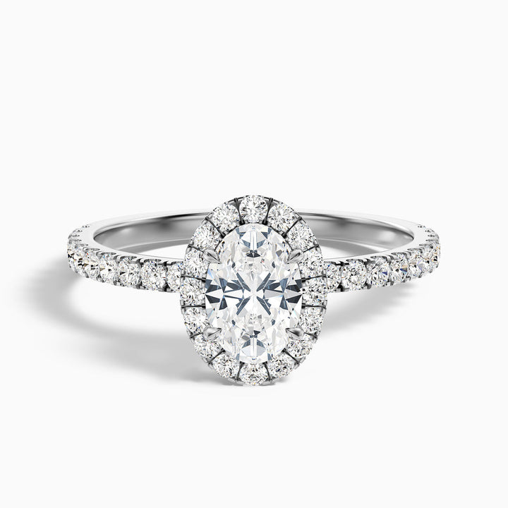 Elswin Oval Halo Pave Lab Grown Diamond Ring