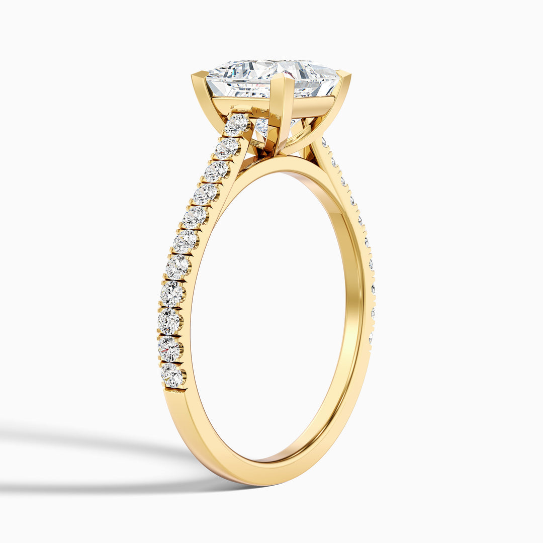 Neferet Princess Cut Side Stone Pave Lab Grown Diamond Ring