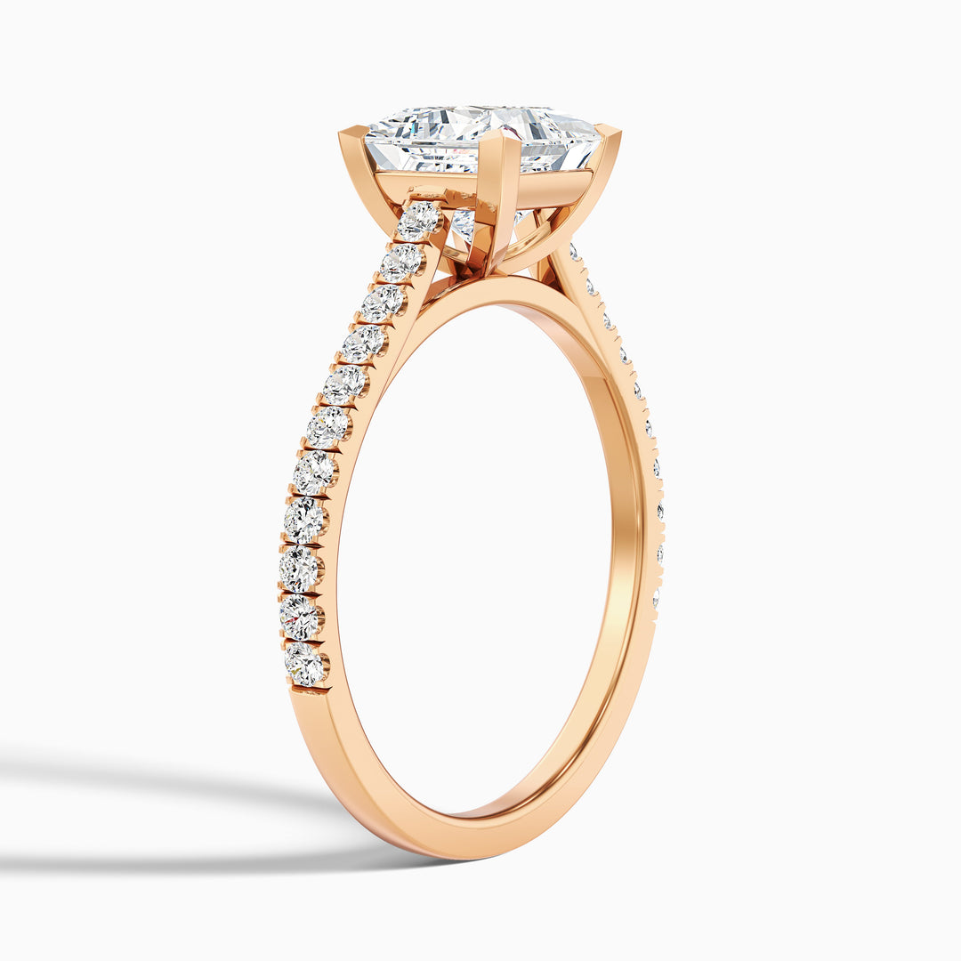 Neferet Princess Cut Side Stone Pave Lab Grown Diamond Ring
