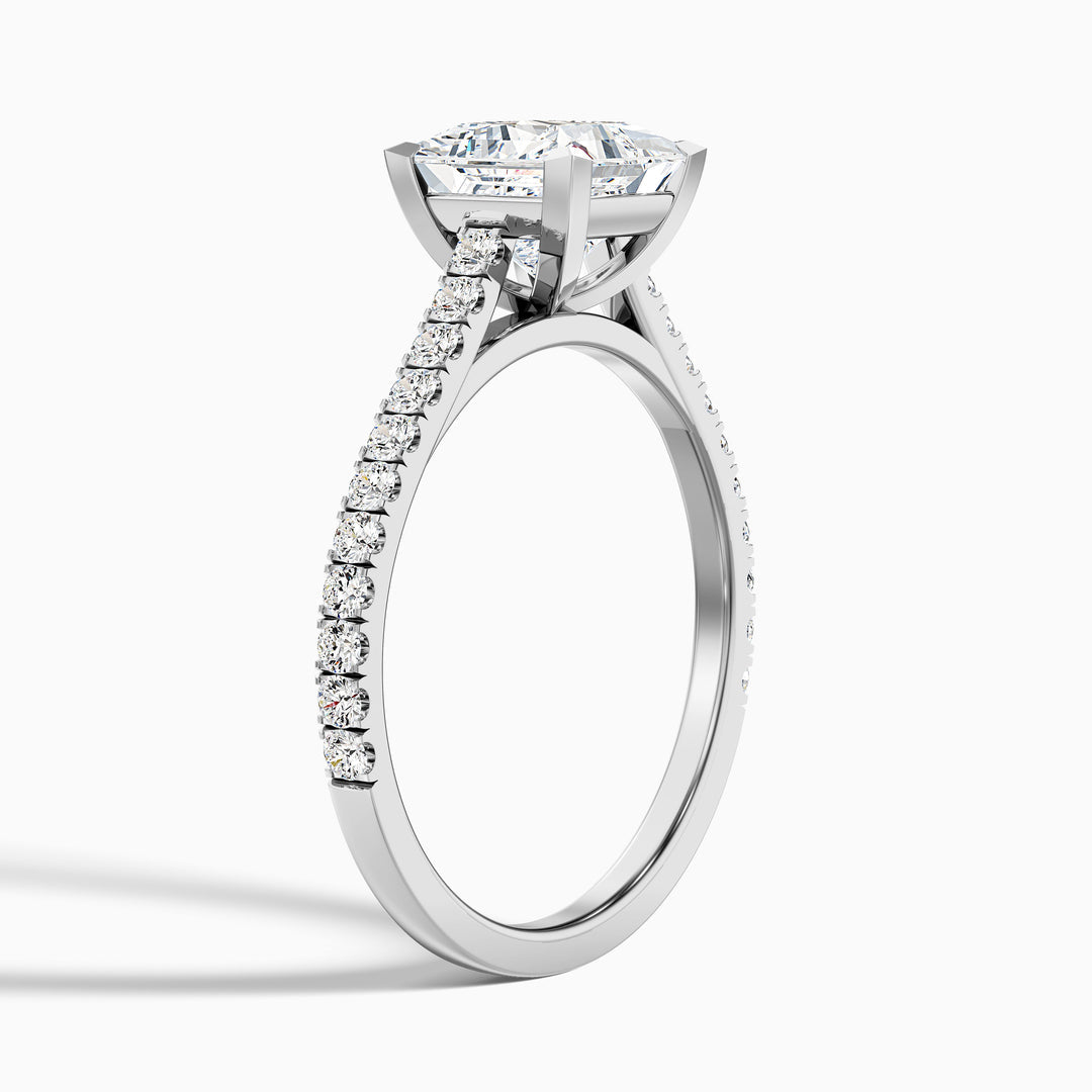 Neferet Princess Cut Side Stone Pave Lab Grown Diamond Ring