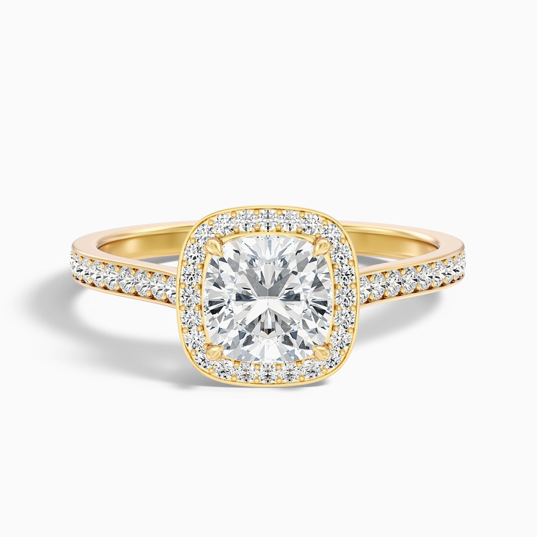 Favian Cushion Cut Halo Pave Lab Grown Diamond Ring