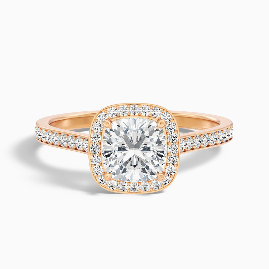 Favian Cushion Cut Halo Pave Lab Grown Diamond Ring