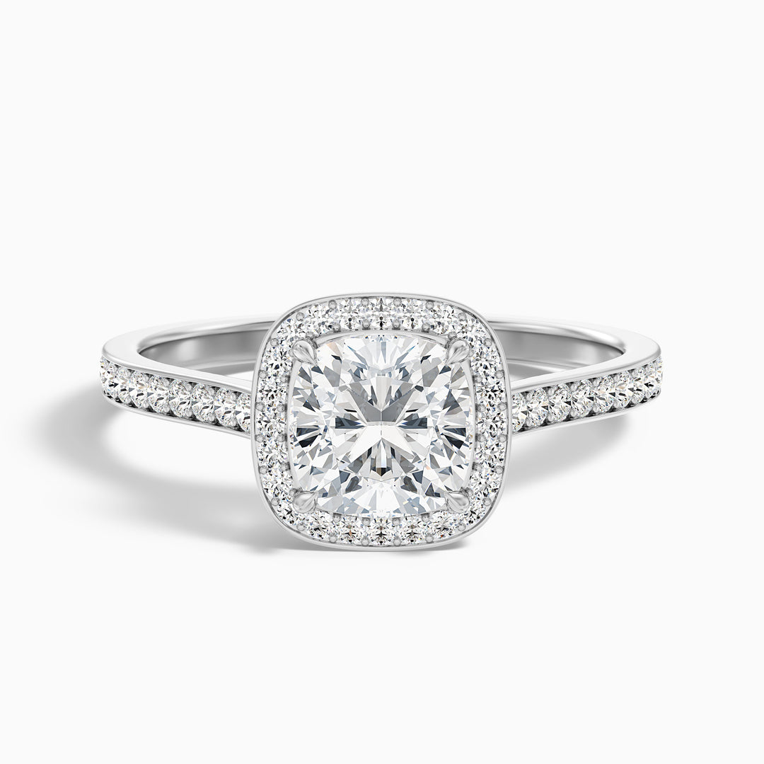 Favian Cushion Cut Halo Pave Lab Grown Diamond Ring
