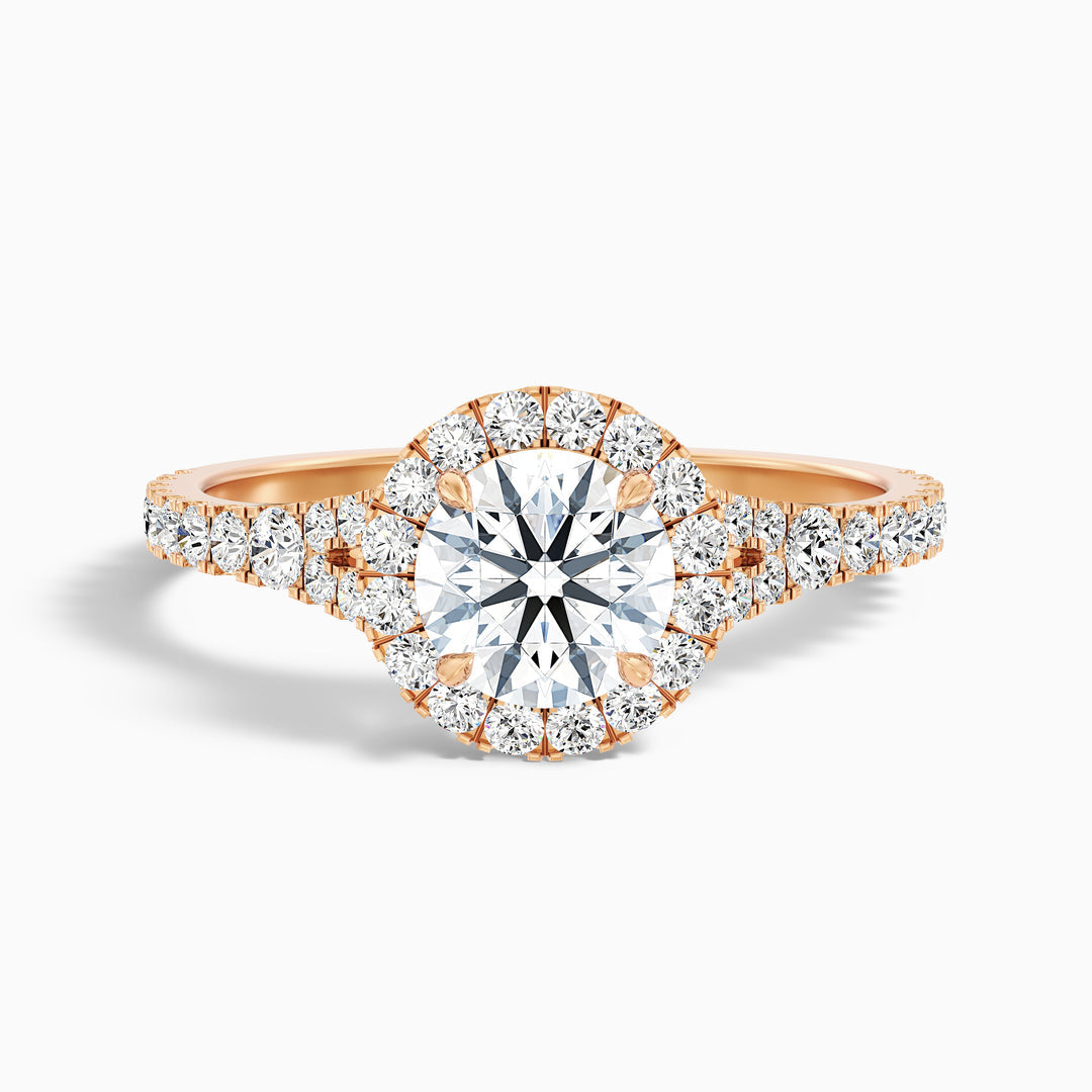 Nefereti Round Halo Pave Lab Grown Diamond Ring