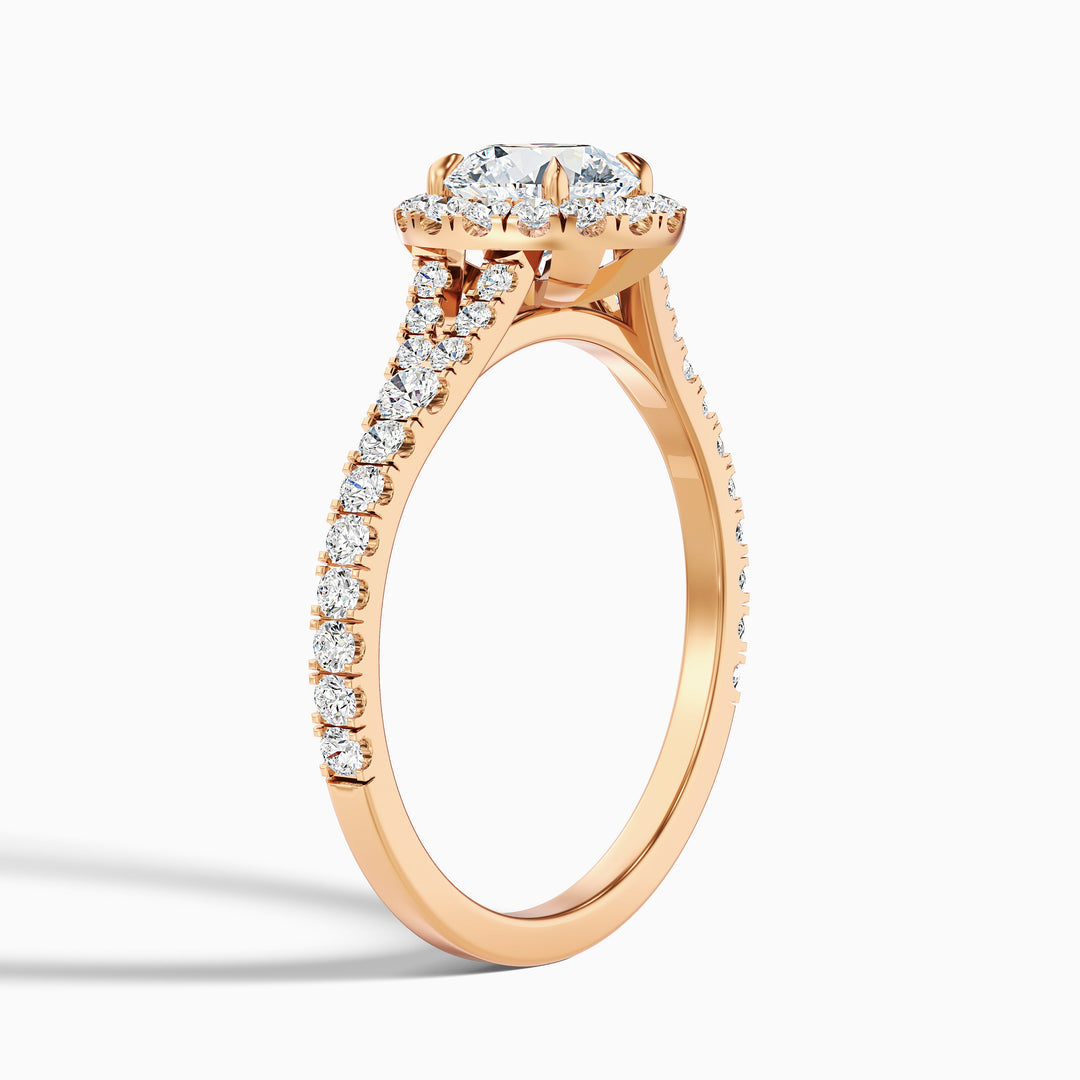 Nefereti Round Halo Pave Lab Grown Diamond Ring