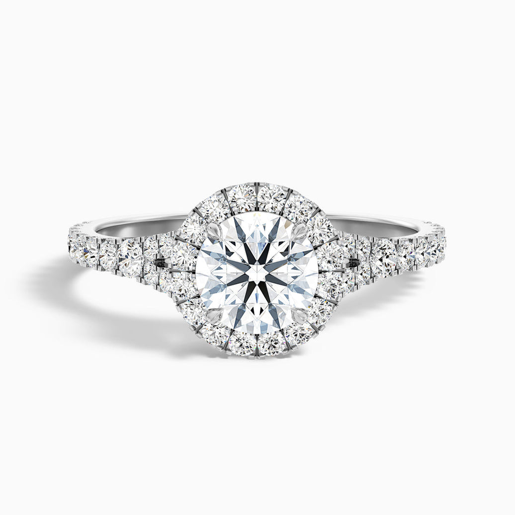 Nefereti Round Halo Pave Lab Grown Diamond Ring
