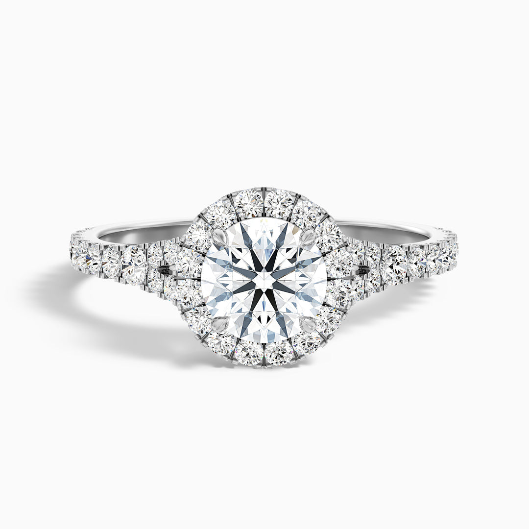 Nefereti Round Halo Pave Lab Grown Diamond Ring