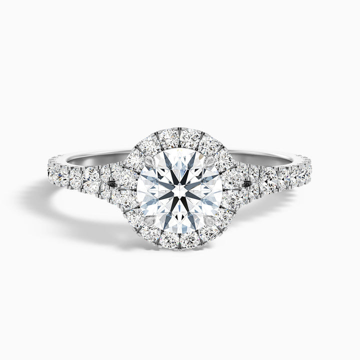 Nefereti Round Halo Pave Lab Grown Diamond Ring