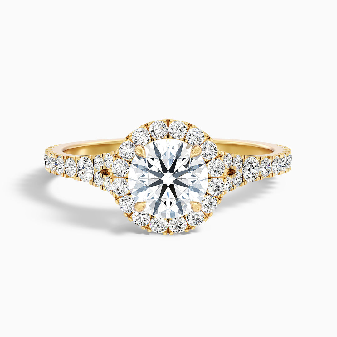Nefereti Round Halo Pave Lab Grown Diamond Ring