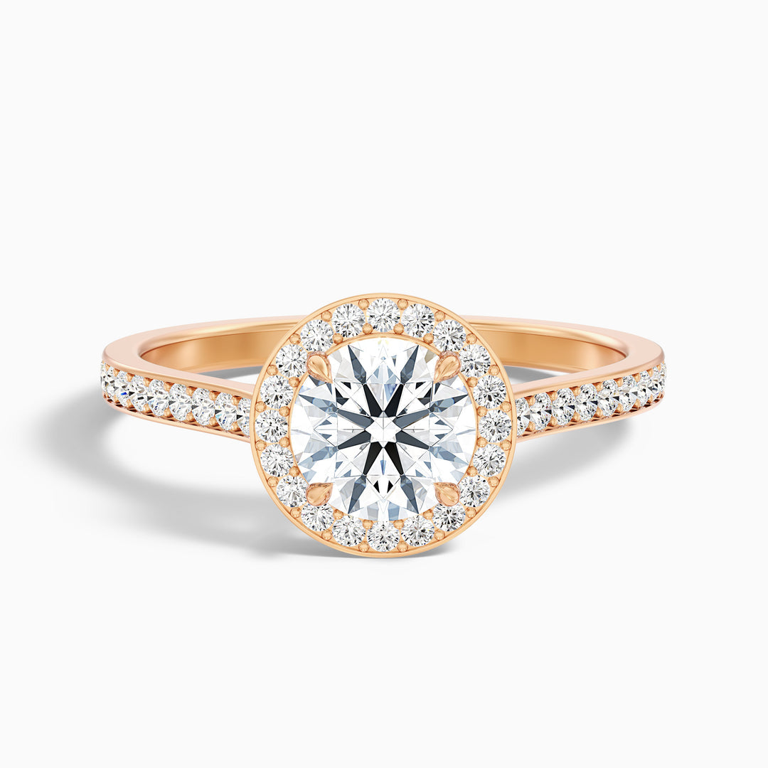 Daisy Round Halo Pave Lab Grown Diamond Ring