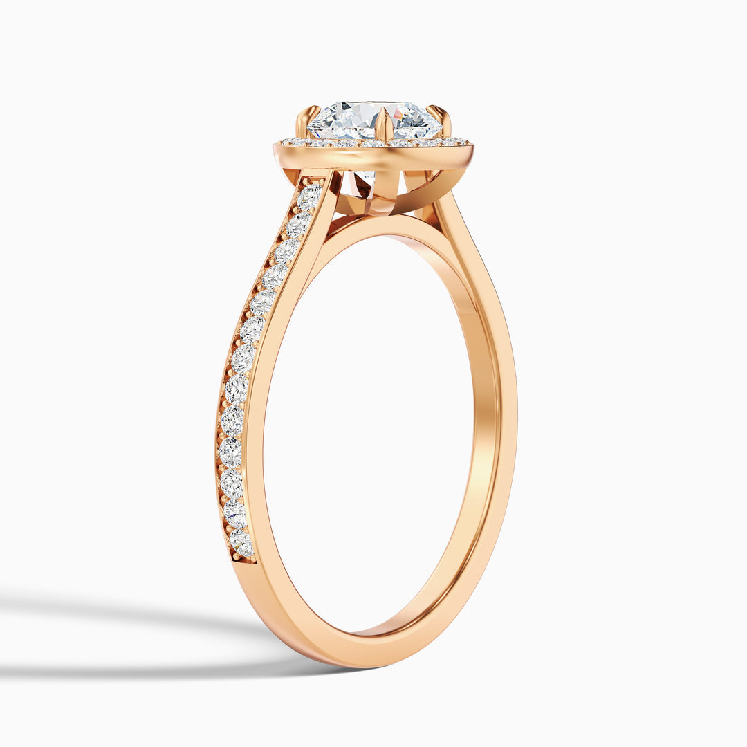 Daisy Round Halo Pave Lab Grown Diamond Ring